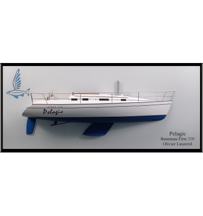 Custom Half Models - Beneteau - Beneteau First 310 custom half model with a modern white backboard - Abordage