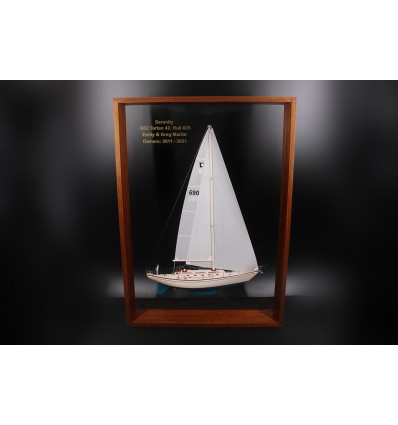 Tartan 42 Framed half model with mast and sails